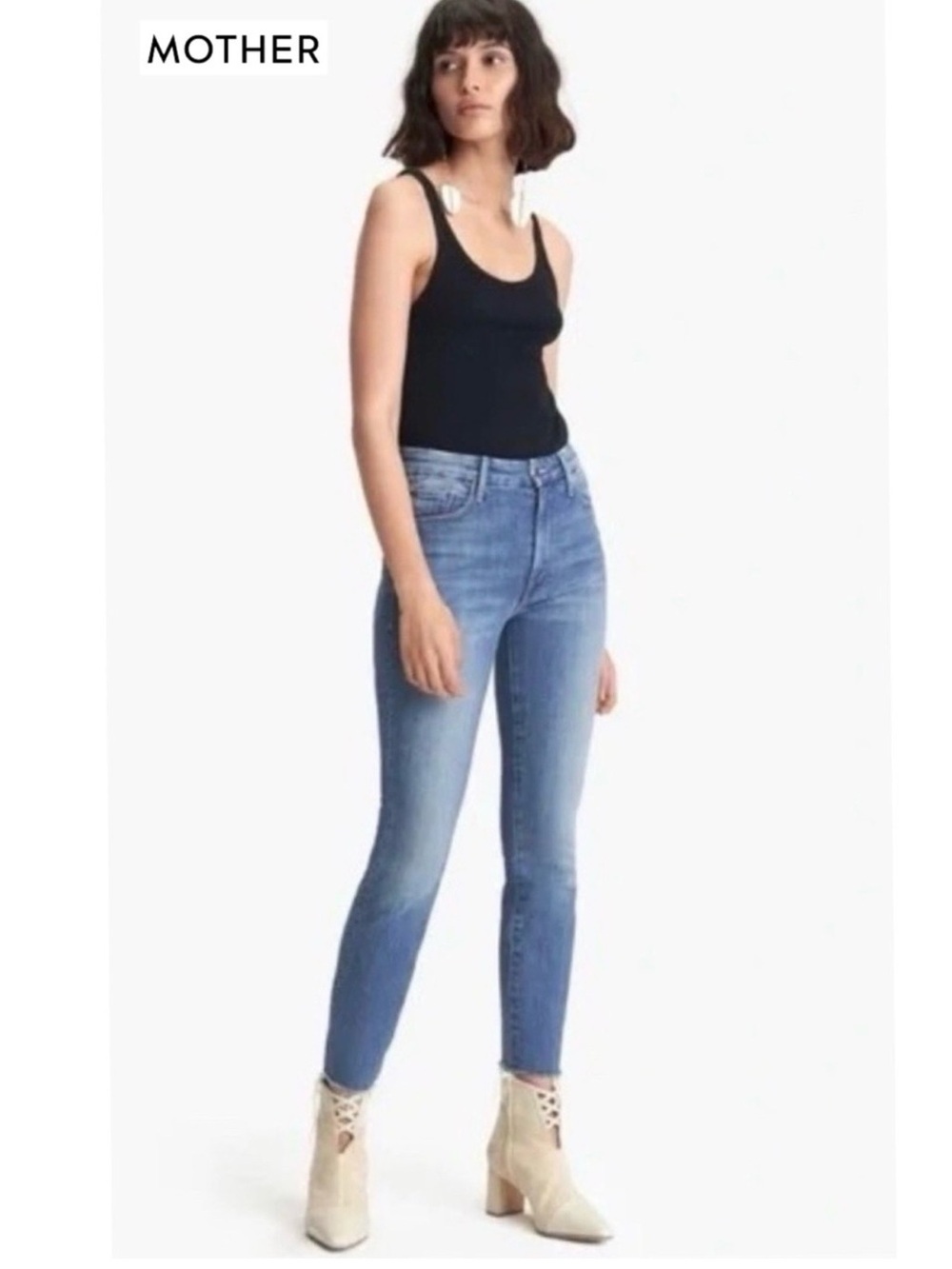 MOTHER HIGH WAISTED LOOKER ANKLE FRAY Sz 23